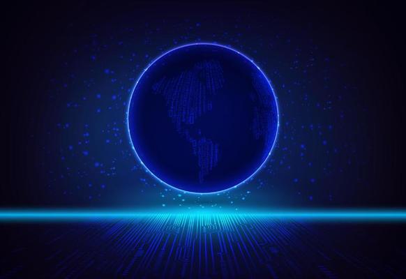 Modern Holographic Globe on Technology Background