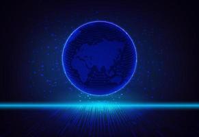 Modern Holographic Globe on Technology Background vector