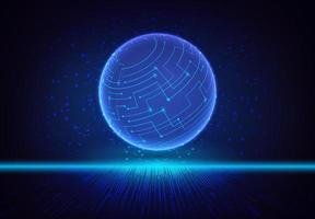 Modern Holographic Globe on Technology Background vector