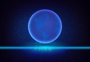 Modern Holographic Globe on Technology Background vector