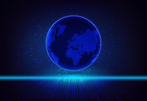 Modern Holographic Globe on Technology Background vector