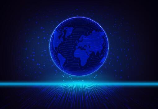 Modern Holographic Globe on Technology Background vector