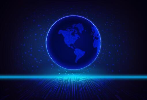 Modern Holographic Globe on Technology Background vector