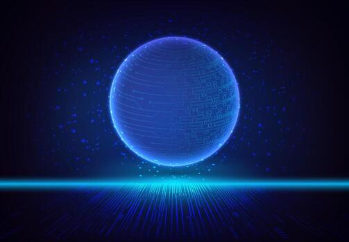 Modern Holographic Globe on Technology Background vector