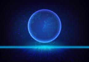 Modern Holographic Globe on Technology Background vector