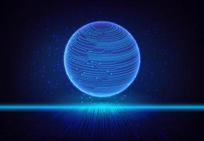 Modern Holographic Globe on Technology Background vector