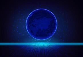 Modern Holographic Globe on Technology Background vector