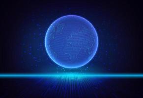 Modern Holographic Globe on Technology Background vector