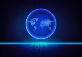 Modern Holographic Globe on Technology Background vector