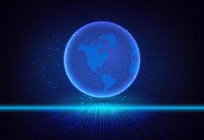 Modern Holographic Globe on Technology Background vector