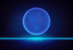 Modern Holographic Globe on Technology Background vector