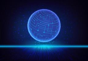 Modern Holographic Globe on Technology Background vector