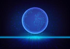 Modern Holographic Globe on Technology Background vector