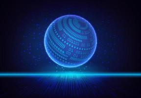 Modern Holographic Globe on Technology Background vector