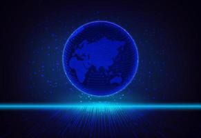 Modern Holographic Globe on Technology Background vector