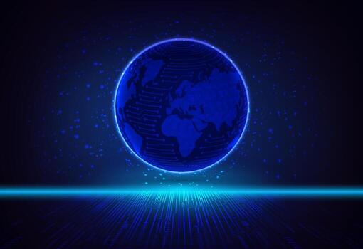 Modern Holographic Globe on Technology Background vector