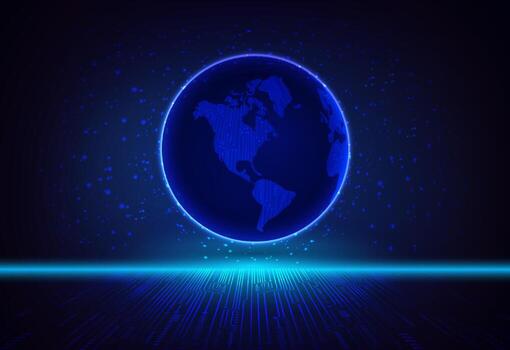 Modern Holographic Globe on Technology Background vector