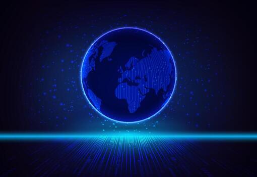 Modern Holographic Globe on Technology Background vector