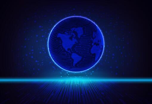 Modern Holographic Globe on Technology Background vector
