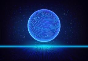 Modern Holographic Globe on Technology Background vector