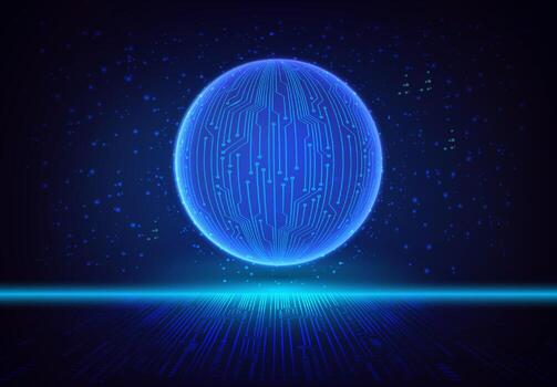 Modern Holographic Globe on Technology Background vector