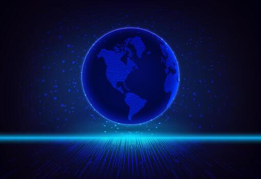 Modern Holographic Globe on Technology Background vector