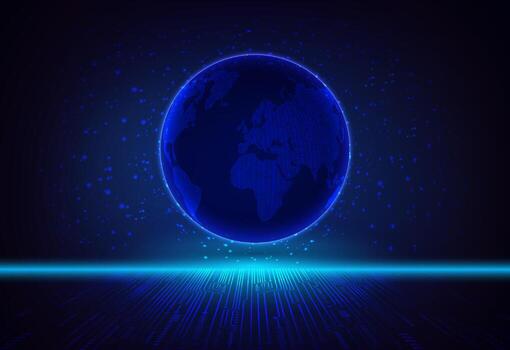 Modern Holographic Globe on Technology Background vector