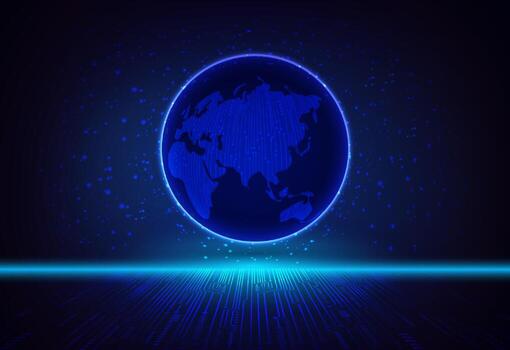Modern Holographic Globe on Technology Background vector