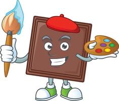 One bite chocolate bar cartoon character style vector