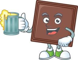 One bite chocolate bar cartoon character style vector