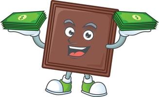 One bite chocolate bar cartoon character style vector