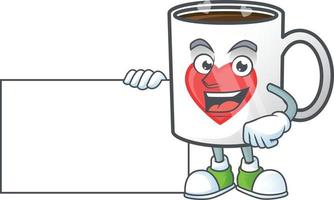 Cup coffee love cartoon character style vector
