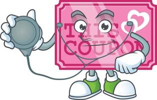 Pink love coupon cartoon character style vector