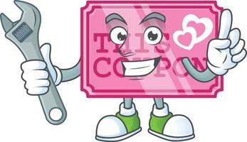 Pink love coupon cartoon character style vector