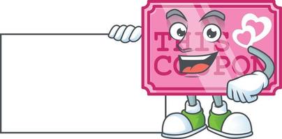 Pink love coupon cartoon character style vector