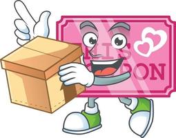 Pink love coupon cartoon character style vector