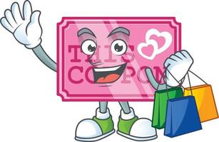 Pink love coupon cartoon character style vector