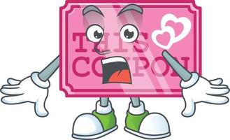 Pink love coupon cartoon character style vector