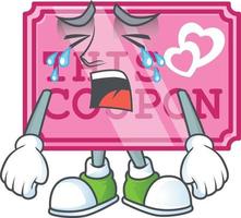 Pink love coupon cartoon character style vector