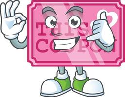 Pink love coupon cartoon character style vector