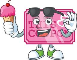 Pink love coupon cartoon character style vector