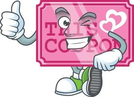 Pink love coupon cartoon character style vector