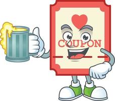 Red love coupon cartoon character style vector