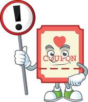 Red love coupon cartoon character style vector