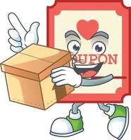 Red love coupon cartoon character style vector