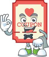 Red love coupon cartoon character style vector