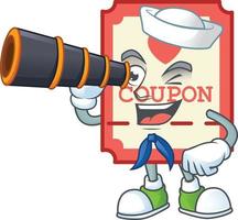 Red love coupon cartoon character style vector