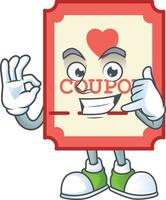 Red love coupon cartoon character style vector