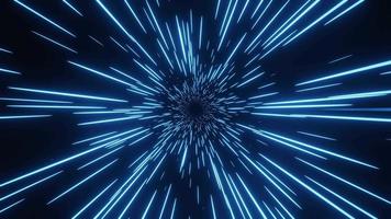 Seamless abstract hyper-speed neon light background. Retro blue neon hyper warp. Sci-fi speed of light in galaxy. Time travel hyper jump. video