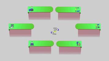 Animation green space bar 6 step for infographic timeline template on gray background. video